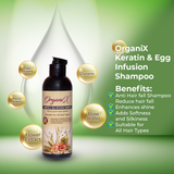 OrganiX Keratin & Egg Infusion Shampoo - Anti Hair Fall Shampoo - 200 ML